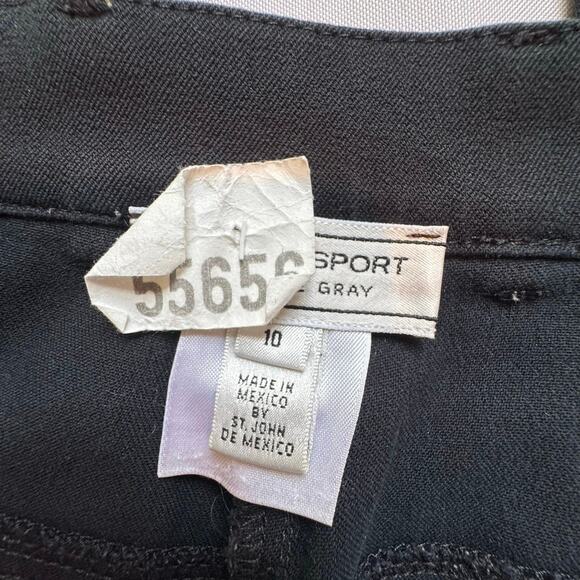 St John Sport by Marie Grey Women’s 10 Black Pants Gold Toned High Waist Stretch - Picture 10 of 13